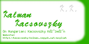 kalman kacsovszky business card